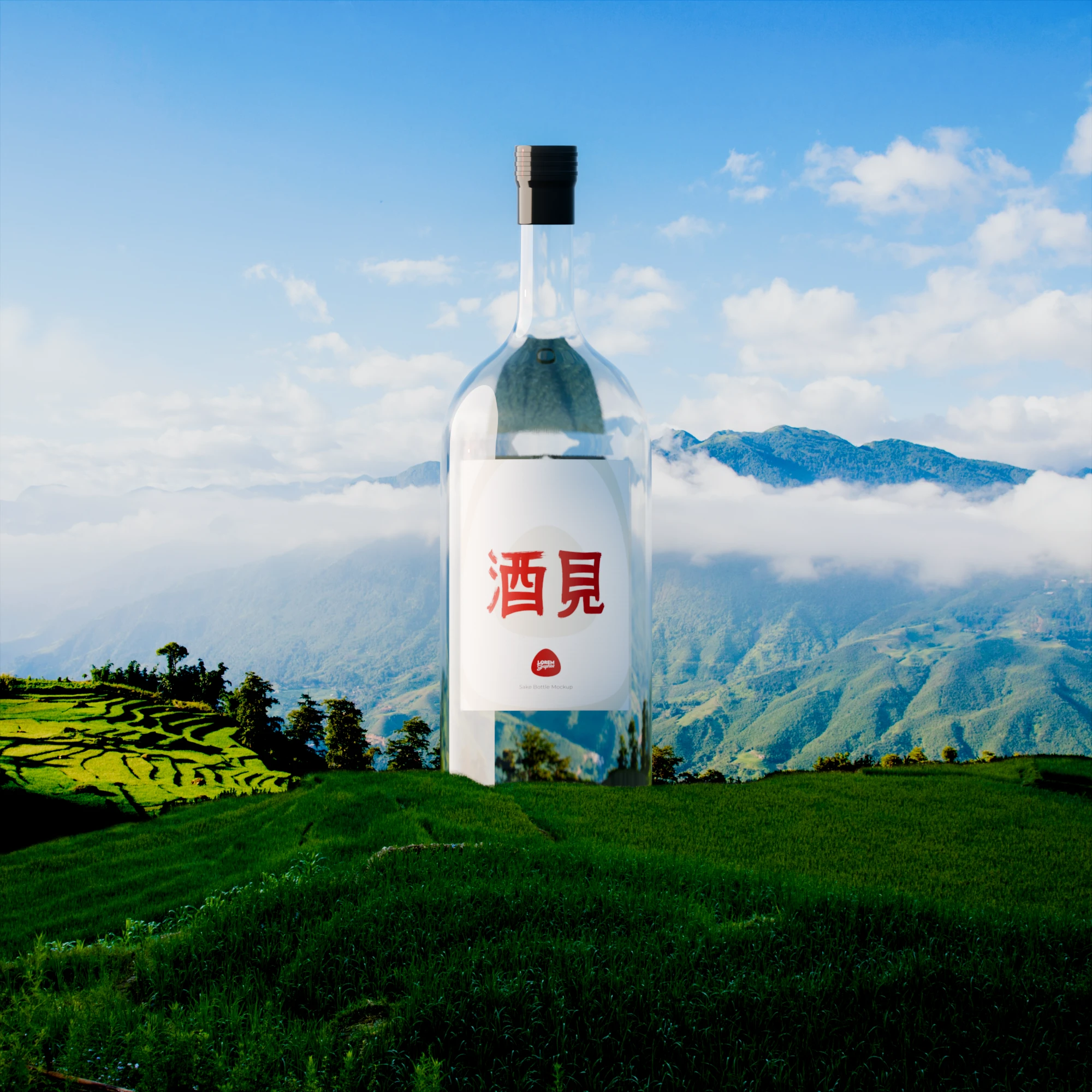 Sake Bottle Mockup
