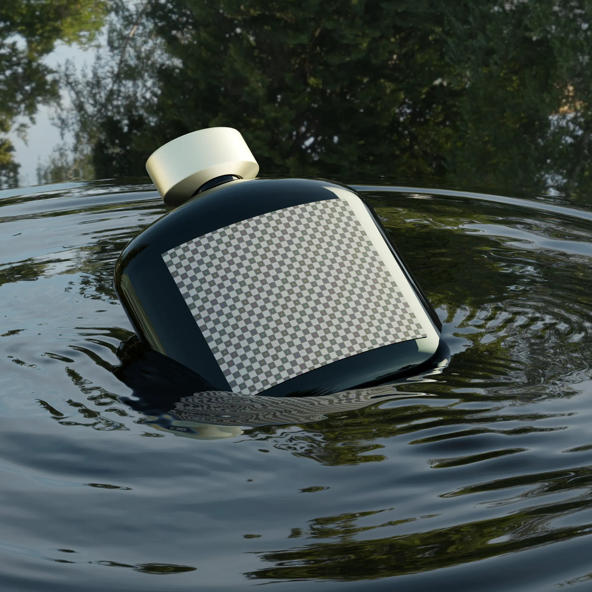 Cologne Bottle on Water Mockup